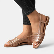 Women's Leather Roman Slide Sandals