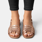 Women's Leather Roman Slide Sandals