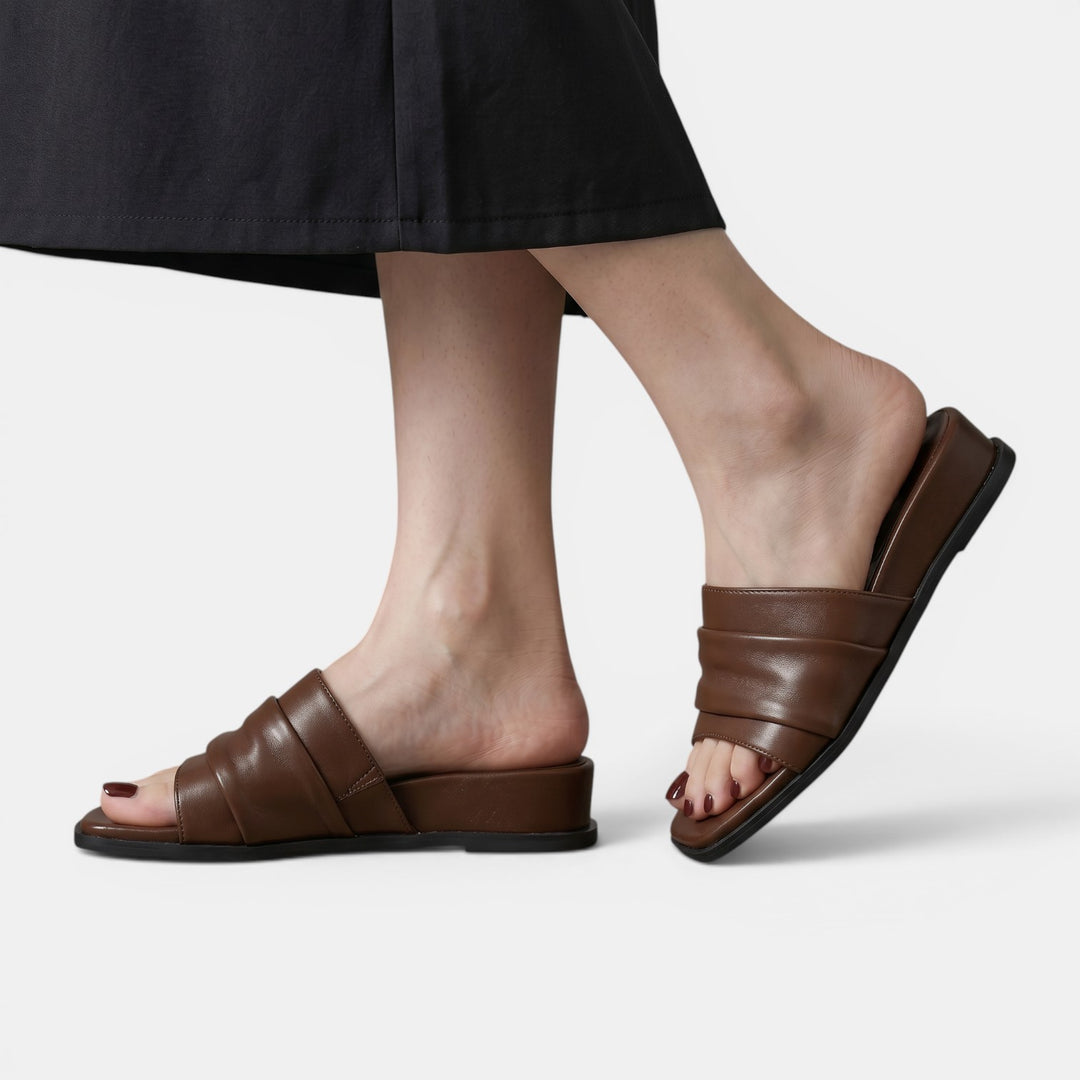 Sandalias Planas Cuero Mujer