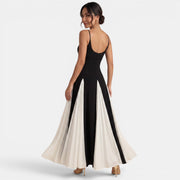 Black and White Pleated Long Summer Dress