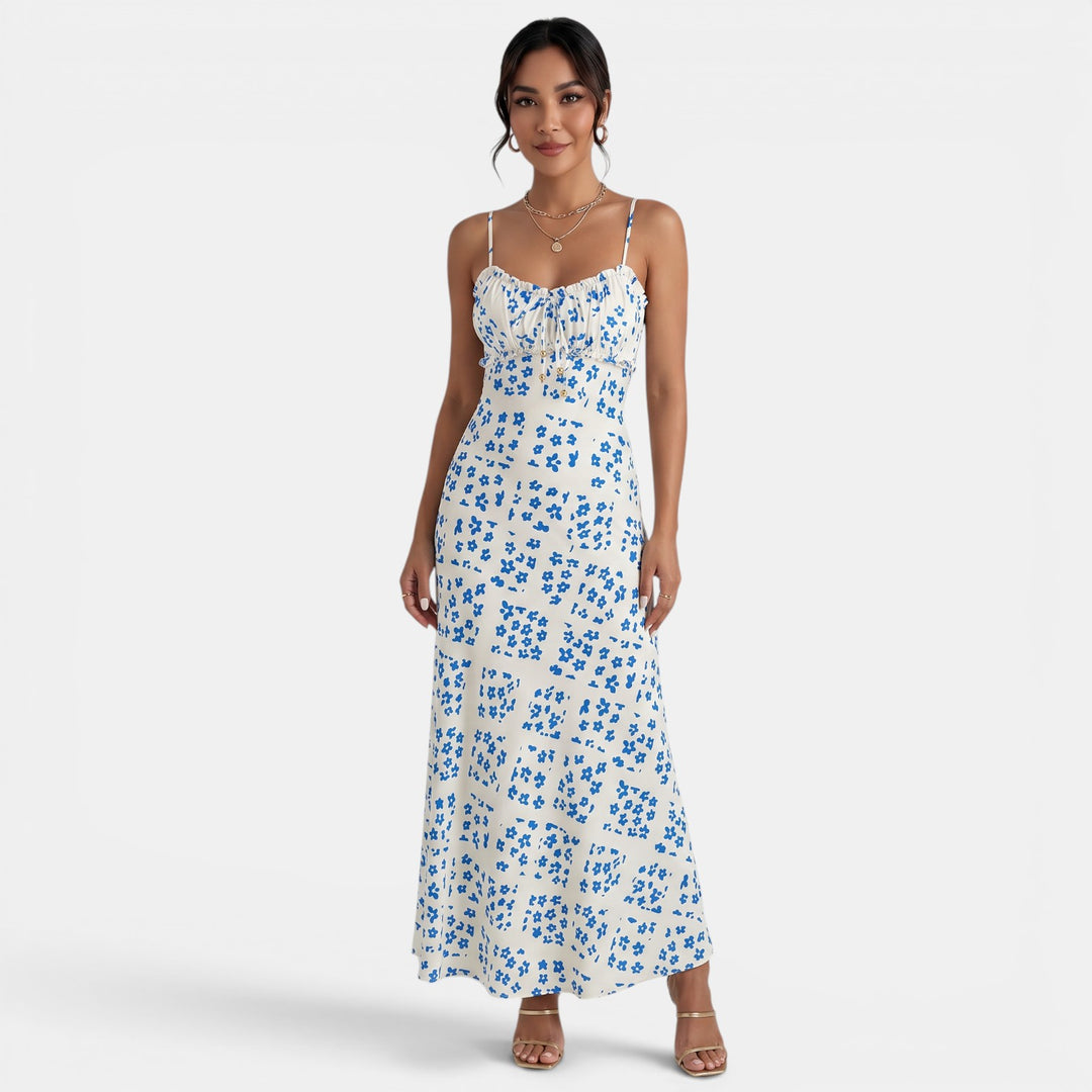 Vestido Largo Floral Azul Verano