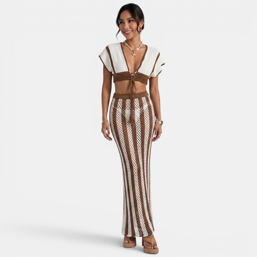 Conjunto Crochet Playa Marrón Mujer
