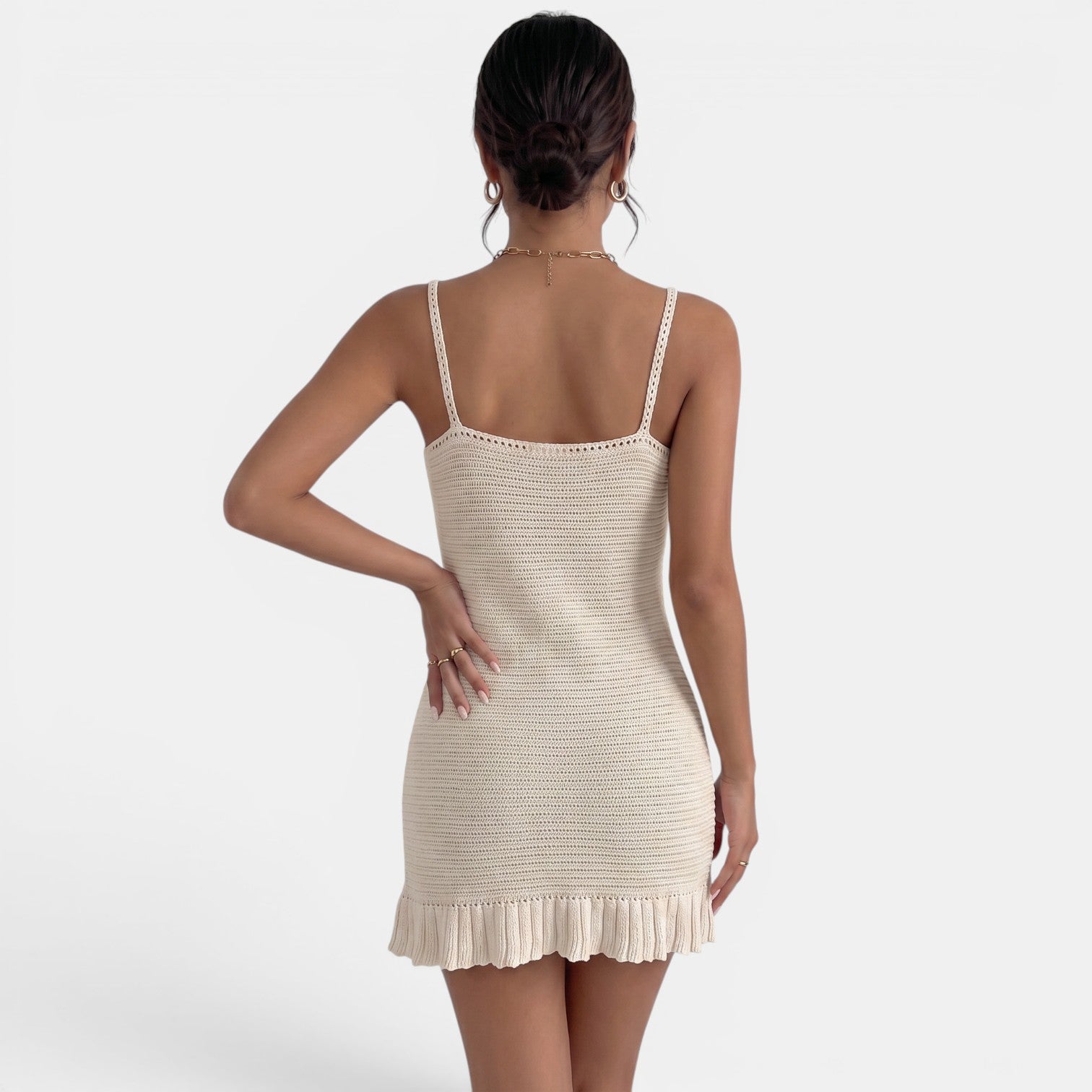 Vestido Corto Playa Punto Beige