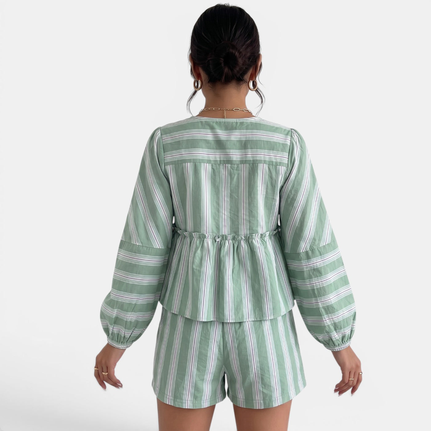 Women's Green Striped Summer Set