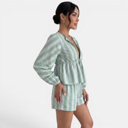 Women's Green Striped Summer Set