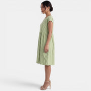 Women's Midi Cotton Linen Pleated Waist