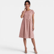 Women's Midi Cotton Linen Pleated Waist