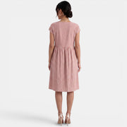 Women's Midi Cotton Linen Pleated Waist