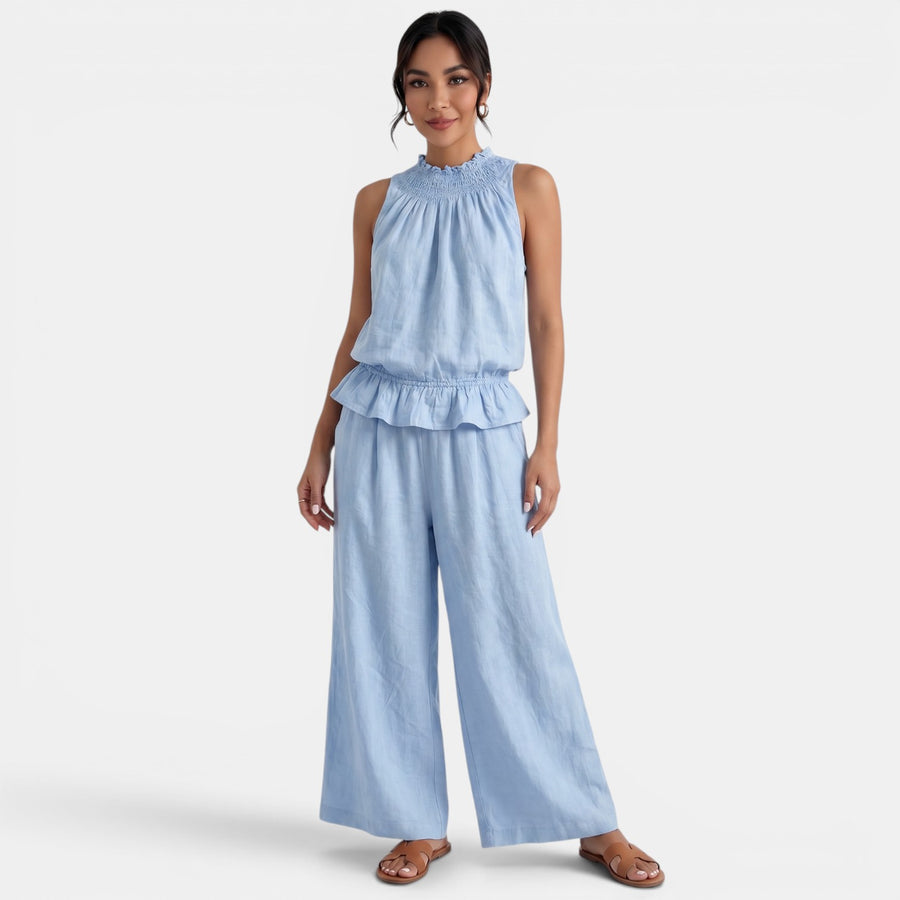 Conjunto Lino Mujer Verano Sin Mangas