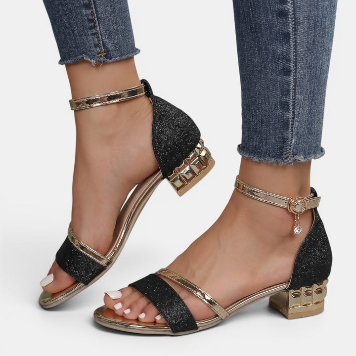 Sandalias Tacón Bajo Elegantes Mujer