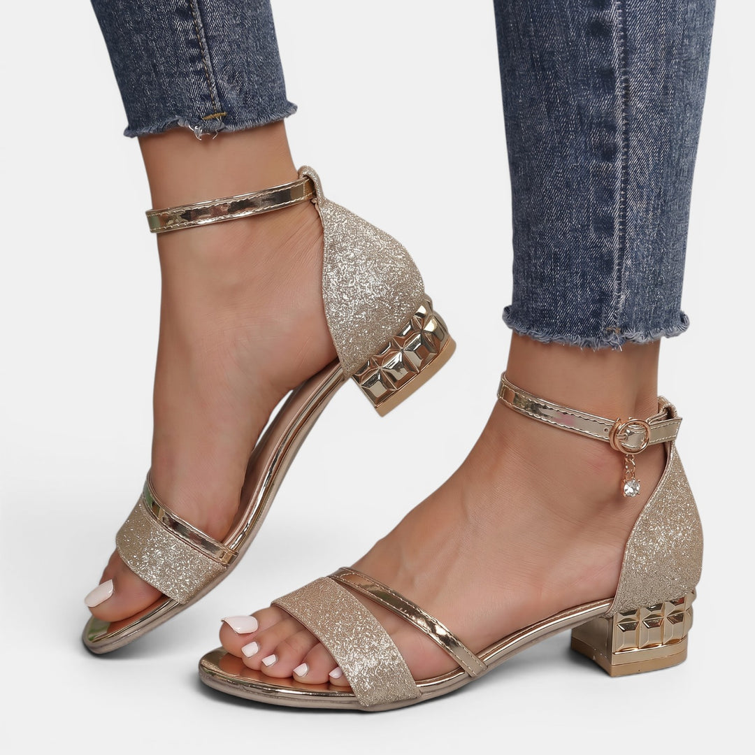 Sandalias Tacón Bajo Elegantes Mujer