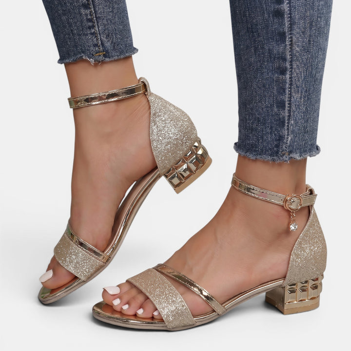 Sandalias Tacón Bajo Elegantes Mujer