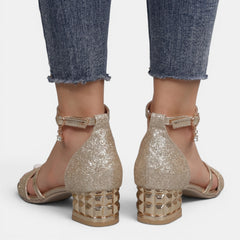 Sandalias Tacón Bajo Elegantes Mujer
