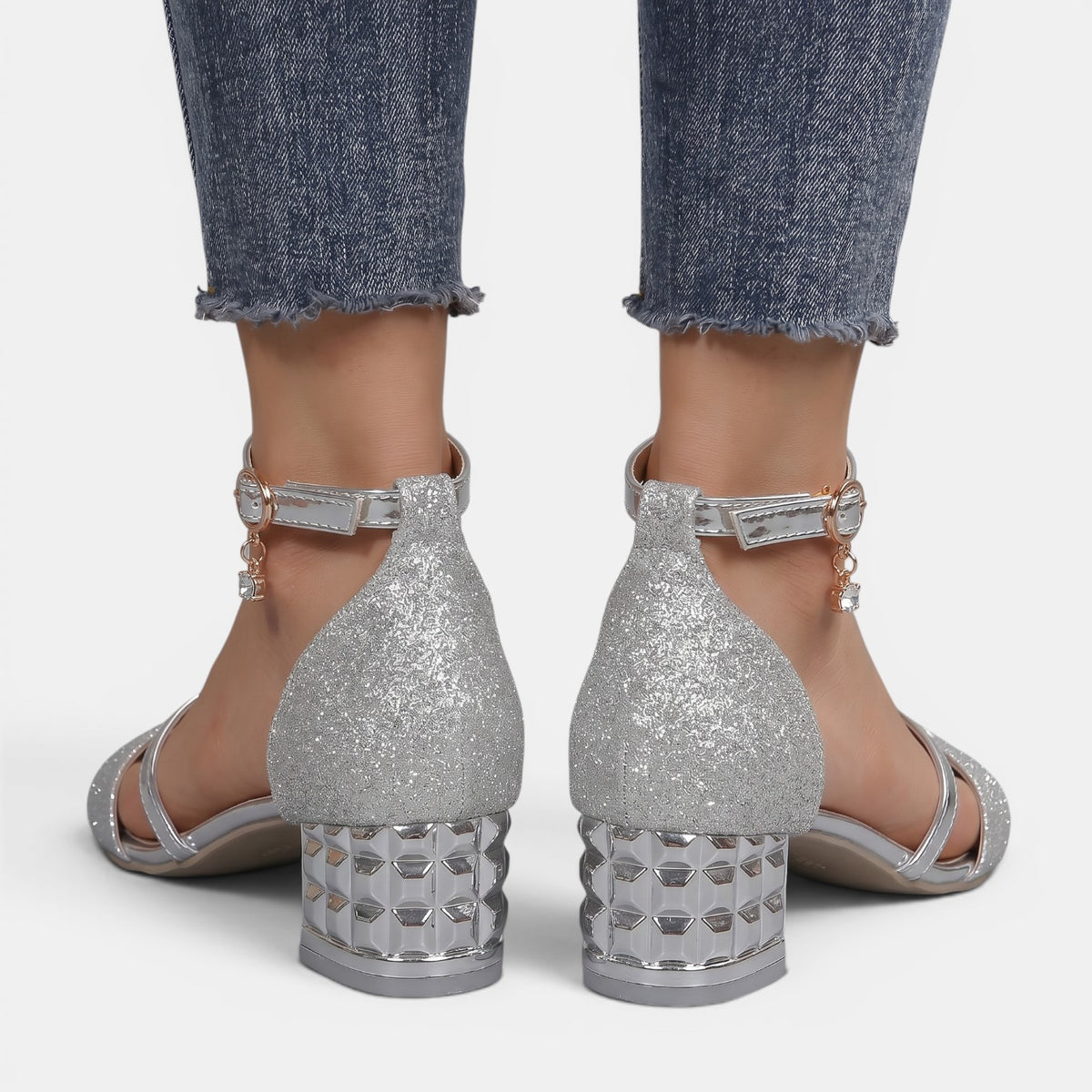 Sandalias Tacón Bajo Elegantes Mujer