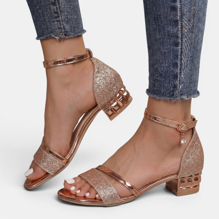Sandalias Tacón Bajo Elegantes Mujer