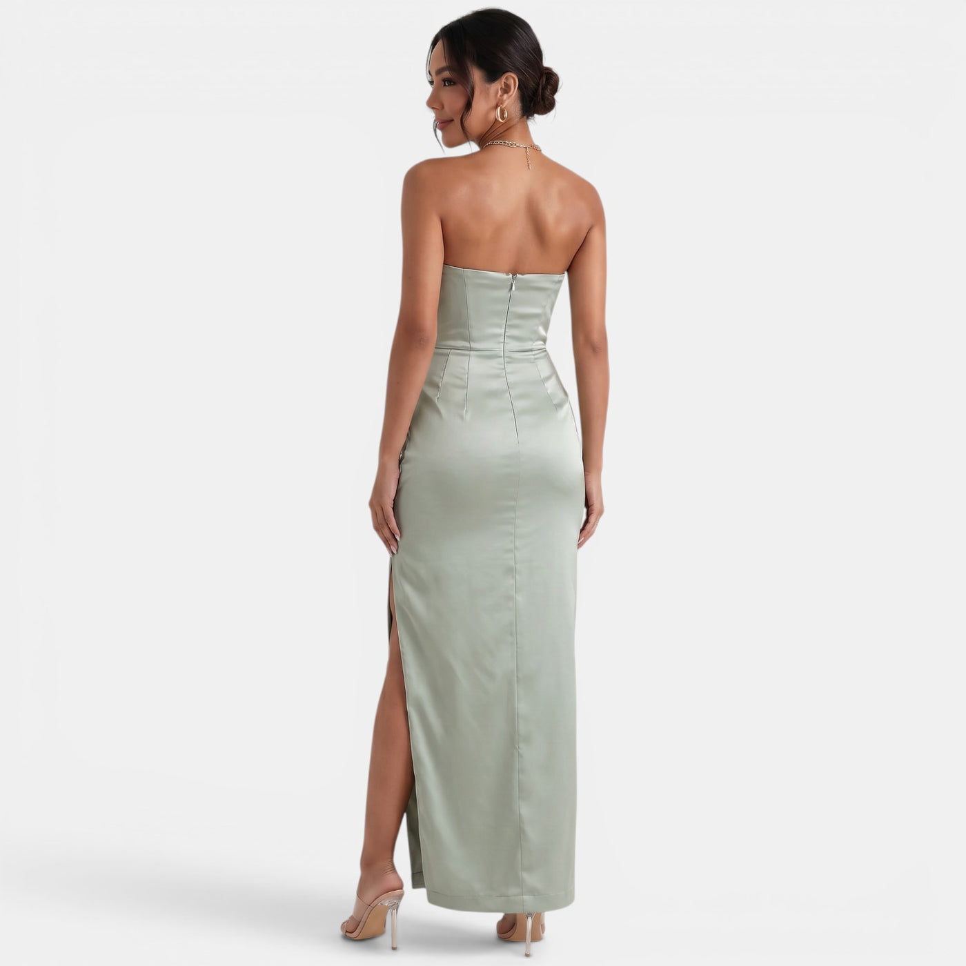 Vestido Satinado Midi Elegante Mujer