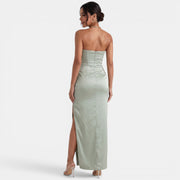 Vestido Satinado Midi Elegante Mujer
