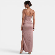 Vestido Satinado Midi Elegante Mujer