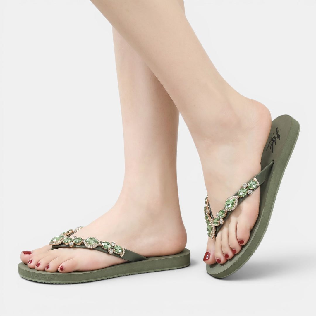 Sandalias Planas Mujer Pedrería