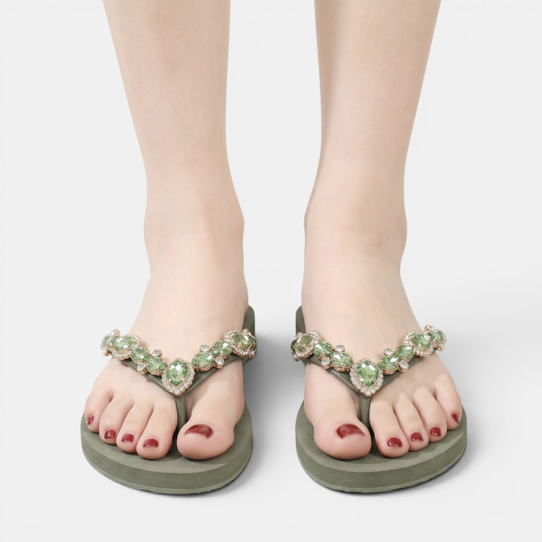 Sandalias Planas Mujer Pedrería