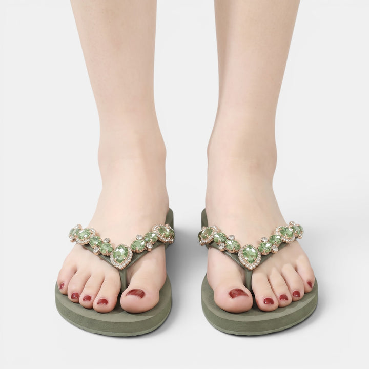 Sandalias Planas Mujer Pedrería