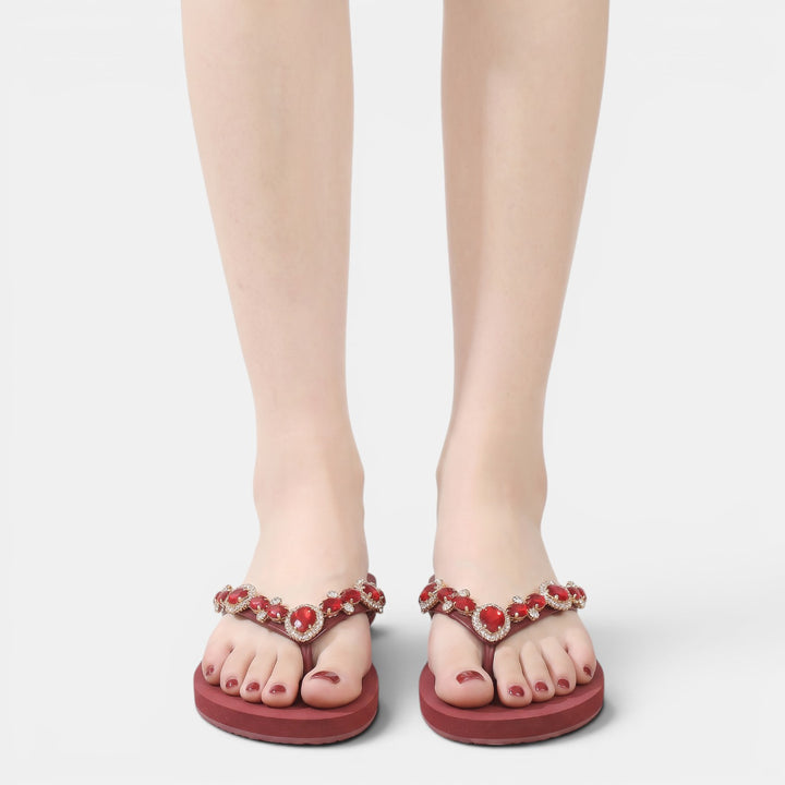 Sandalias Planas Mujer Pedrería