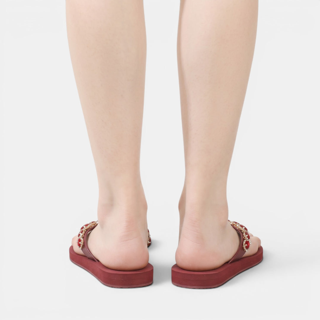 Sandalias Planas Mujer Pedrería