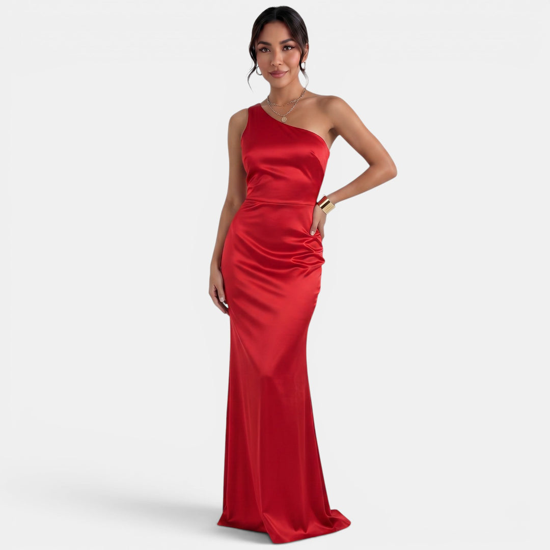 Vestido Largo Asimétrico Mujer de un Hombro - Sin Mangas