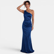 Women's One-Shoulder Asymmetrical Maxi Dress - Sleeveless