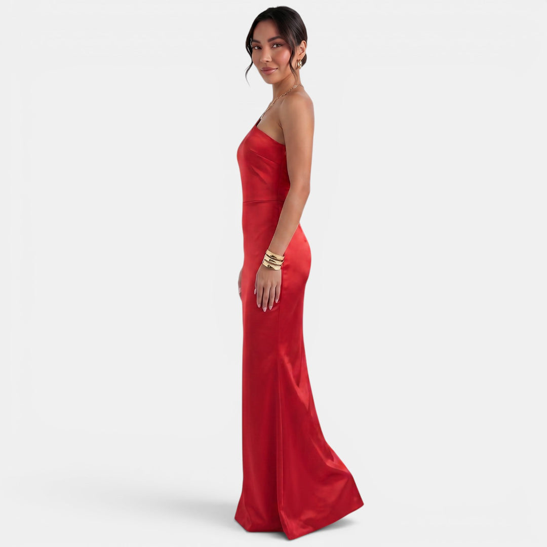 Vestido Largo Asimétrico Mujer de un Hombro - Sin Mangas