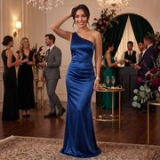 Women's One-Shoulder Asymmetrical Maxi Dress - Sleeveless