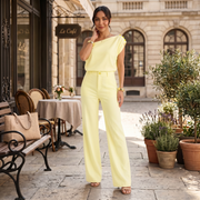 Conjunto Mujer Elegante Verano – Top Bardot Off Shoulder y Pantalón Palazzo Ancho