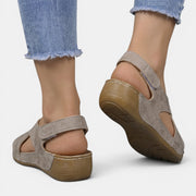 Women's Leather Platform Wedge Sandals