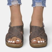 Women's Leather Platform Wedge Sandals