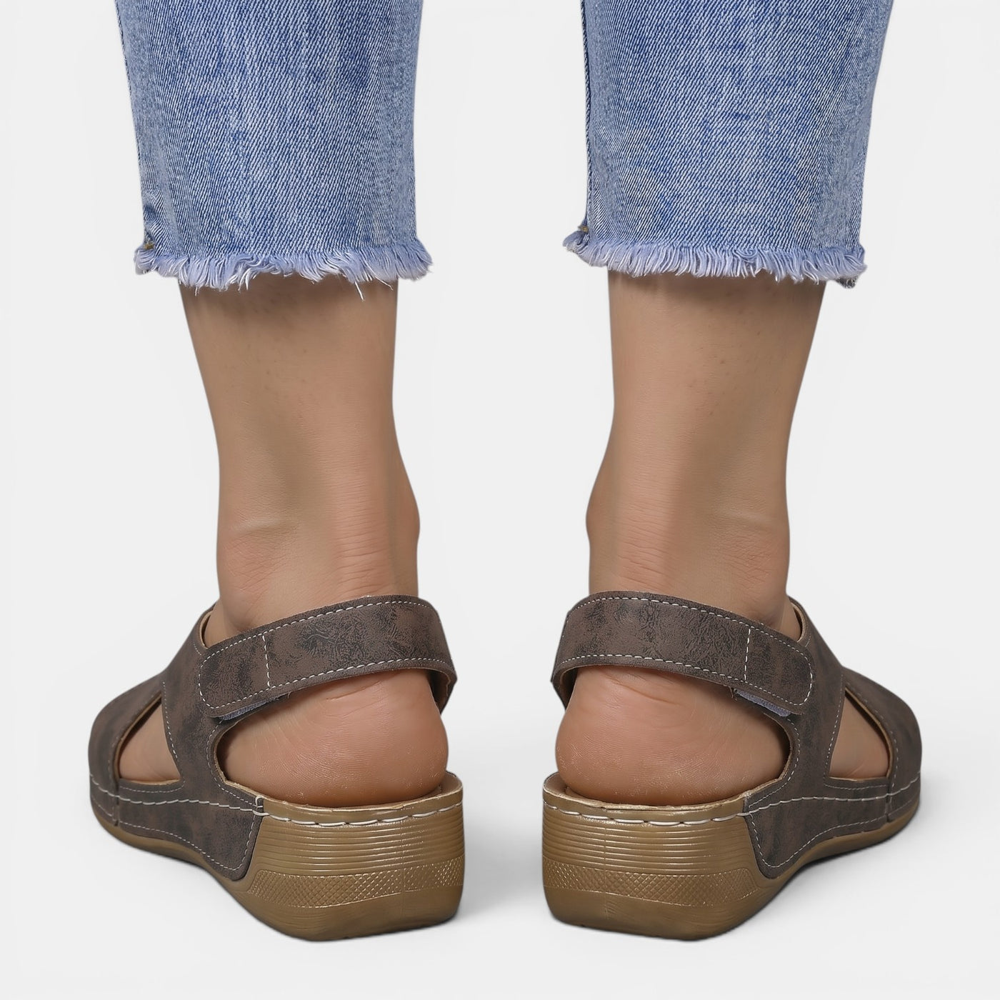 Women's Leather Platform Wedge Sandals
