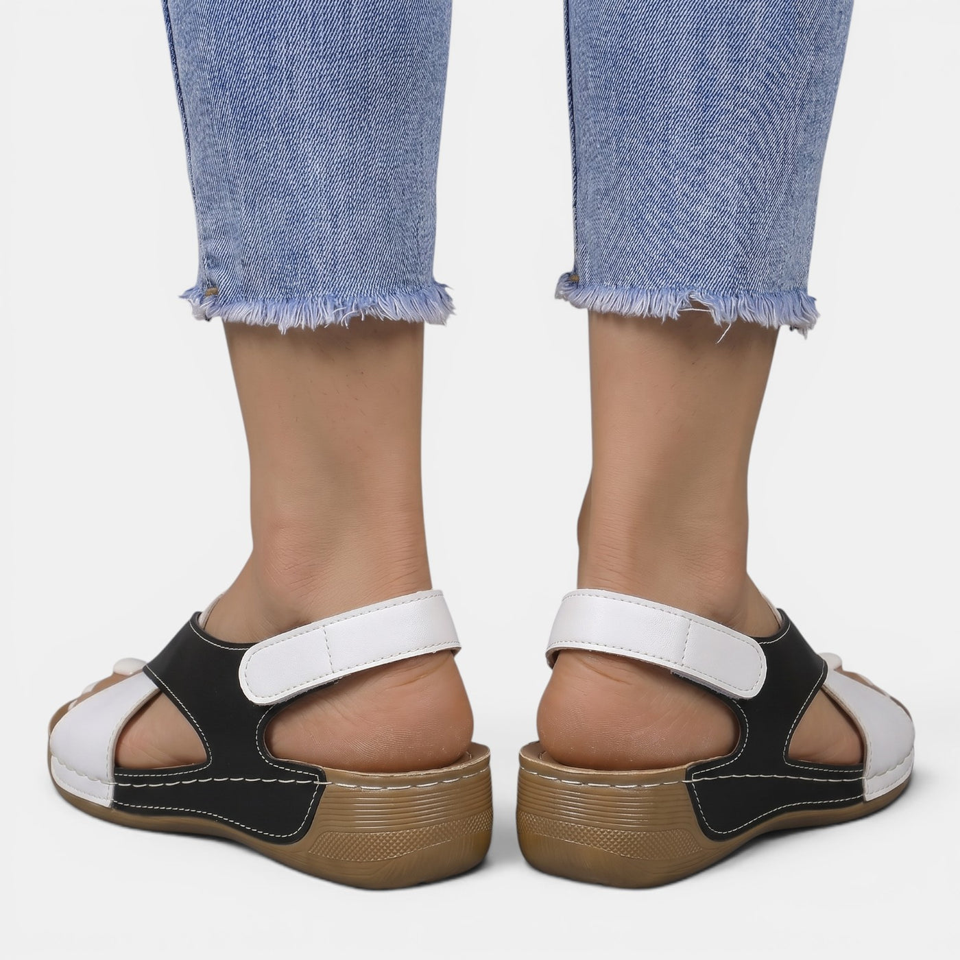 Women's Leather Platform Wedge Sandals