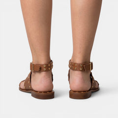 Women's Studded Flat Thong Sandals - Slip-On Toe Post Design