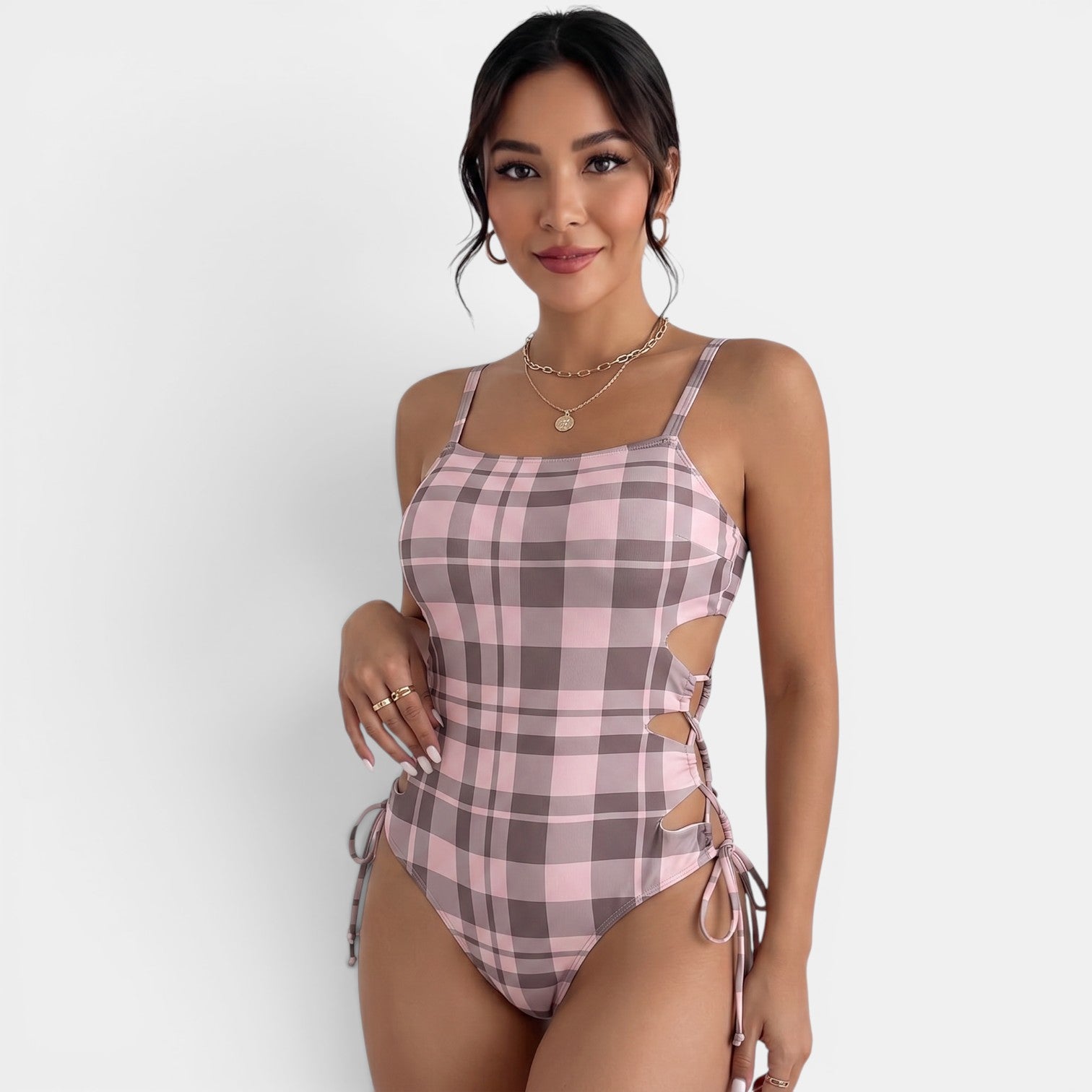 Women's Cut Out Pink Swimsuit