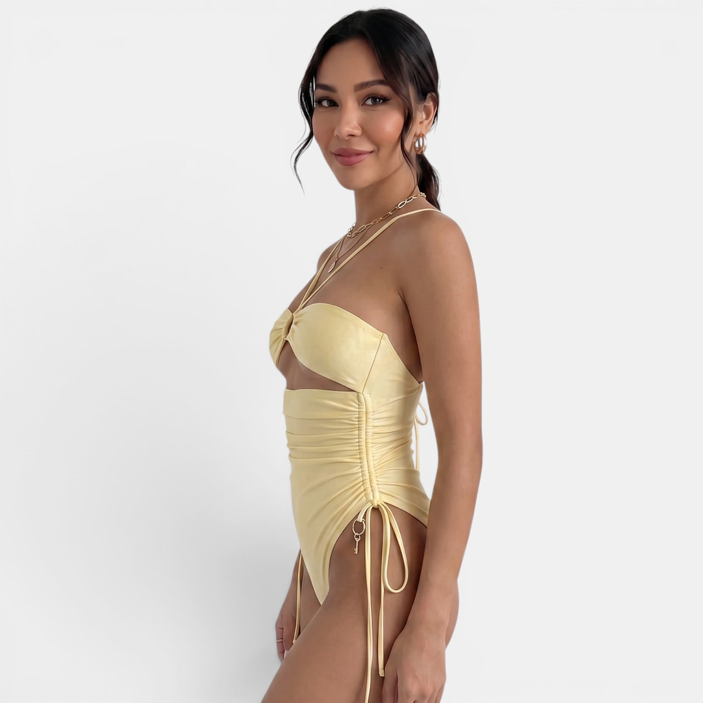Bañador Amarillo Mujer con Aro