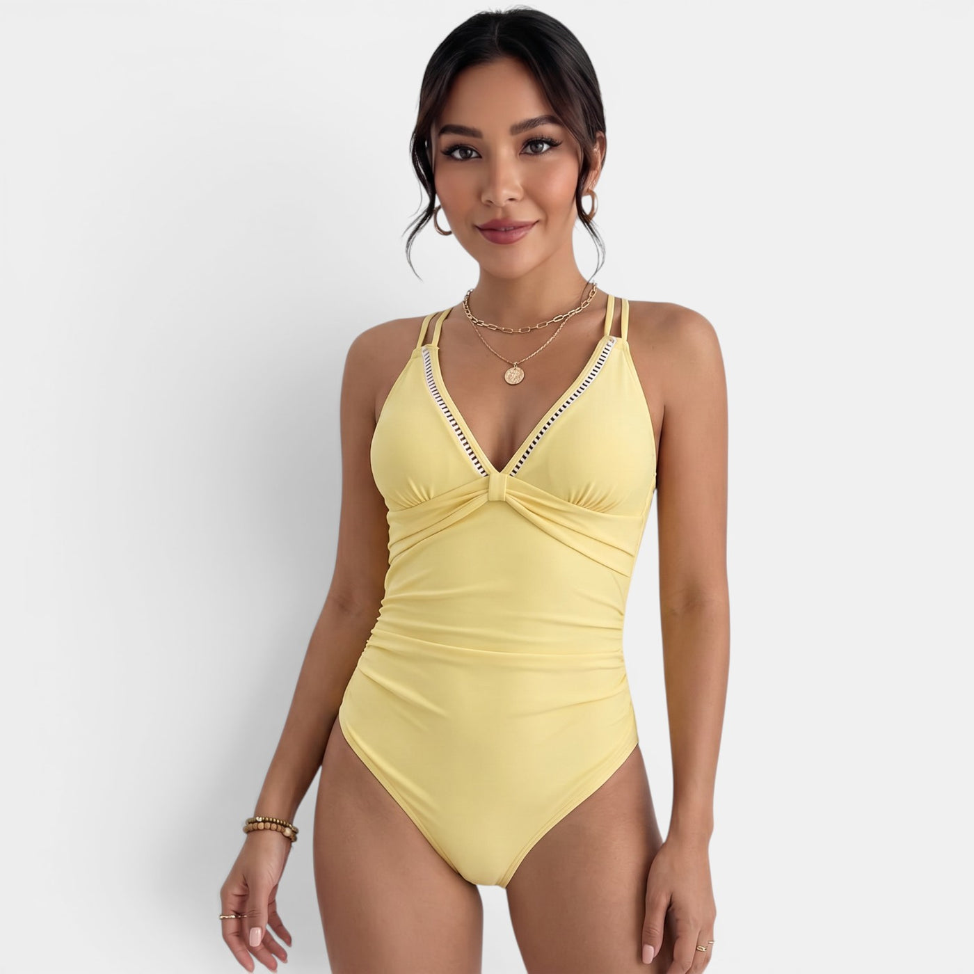 Bañador Mujer Amarillo Control Abdomen