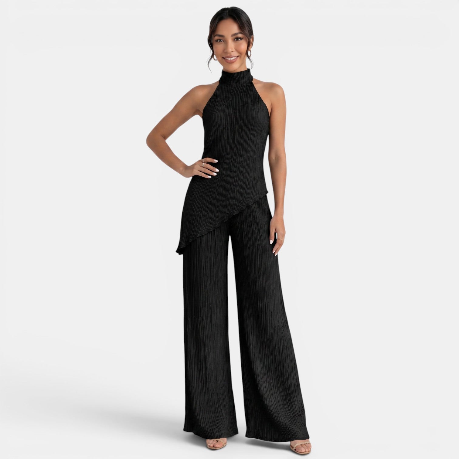 Women's Halter Pleated Pants Set