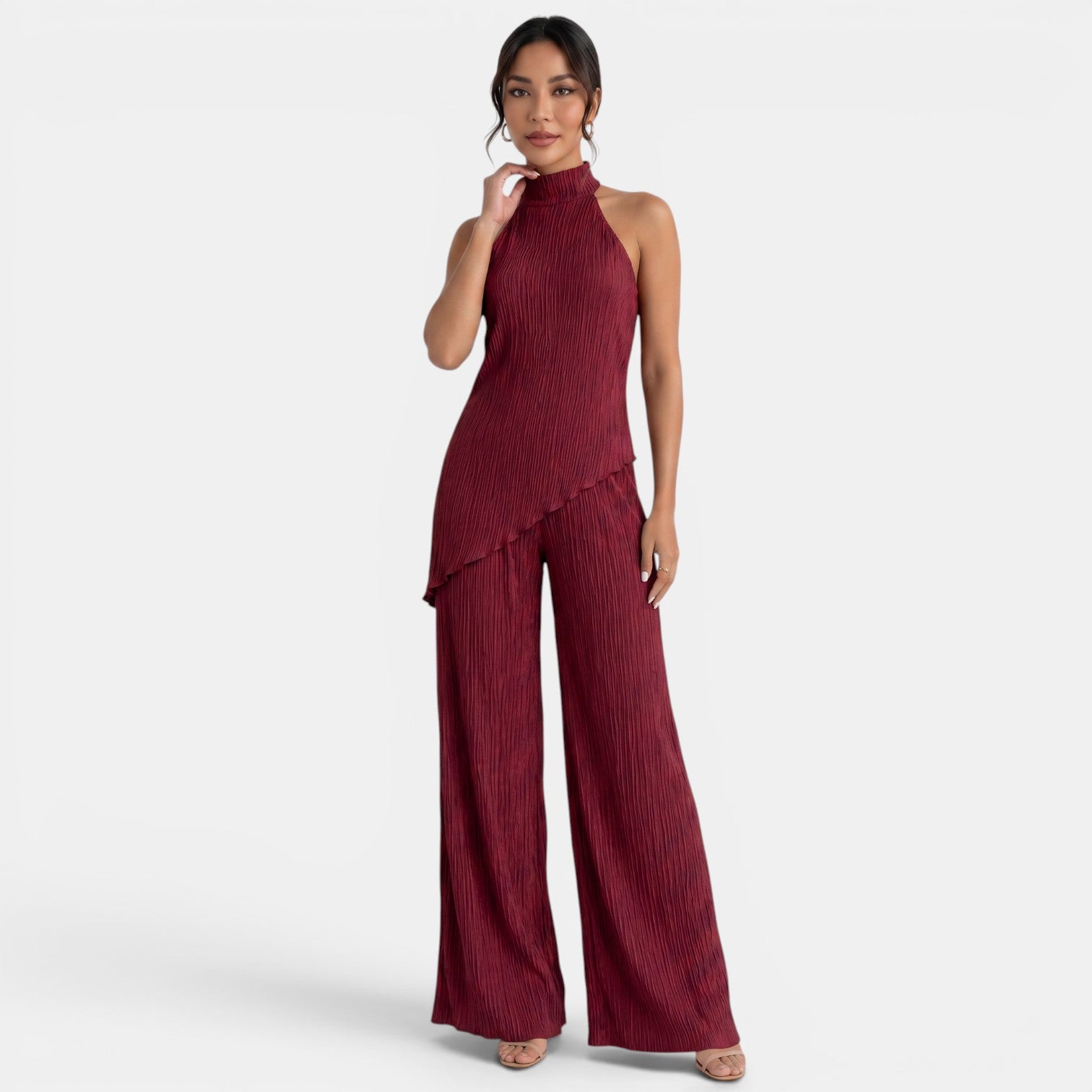 Women's Halter Pleated Pants Set