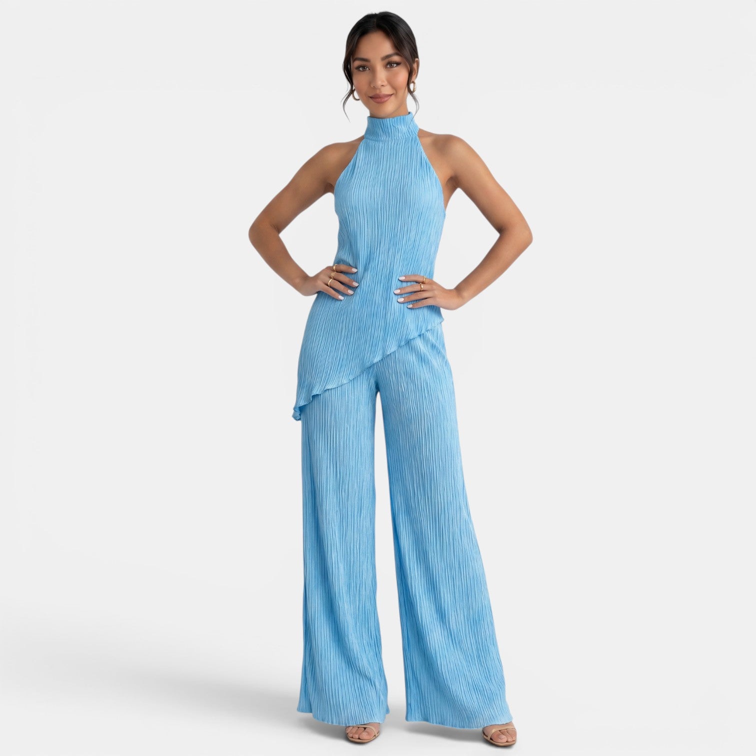 Women's Halter Pleated Pants Set