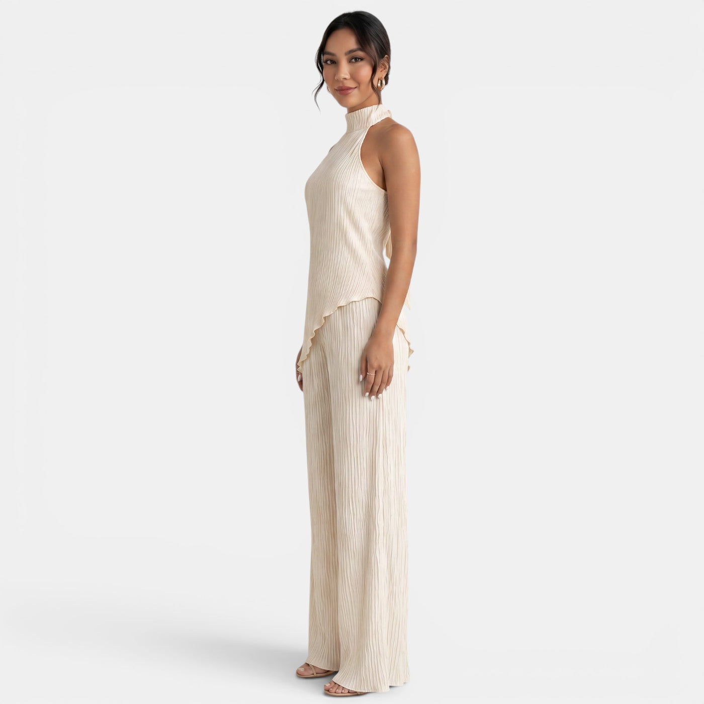 Women's Halter Pleated Pants Set