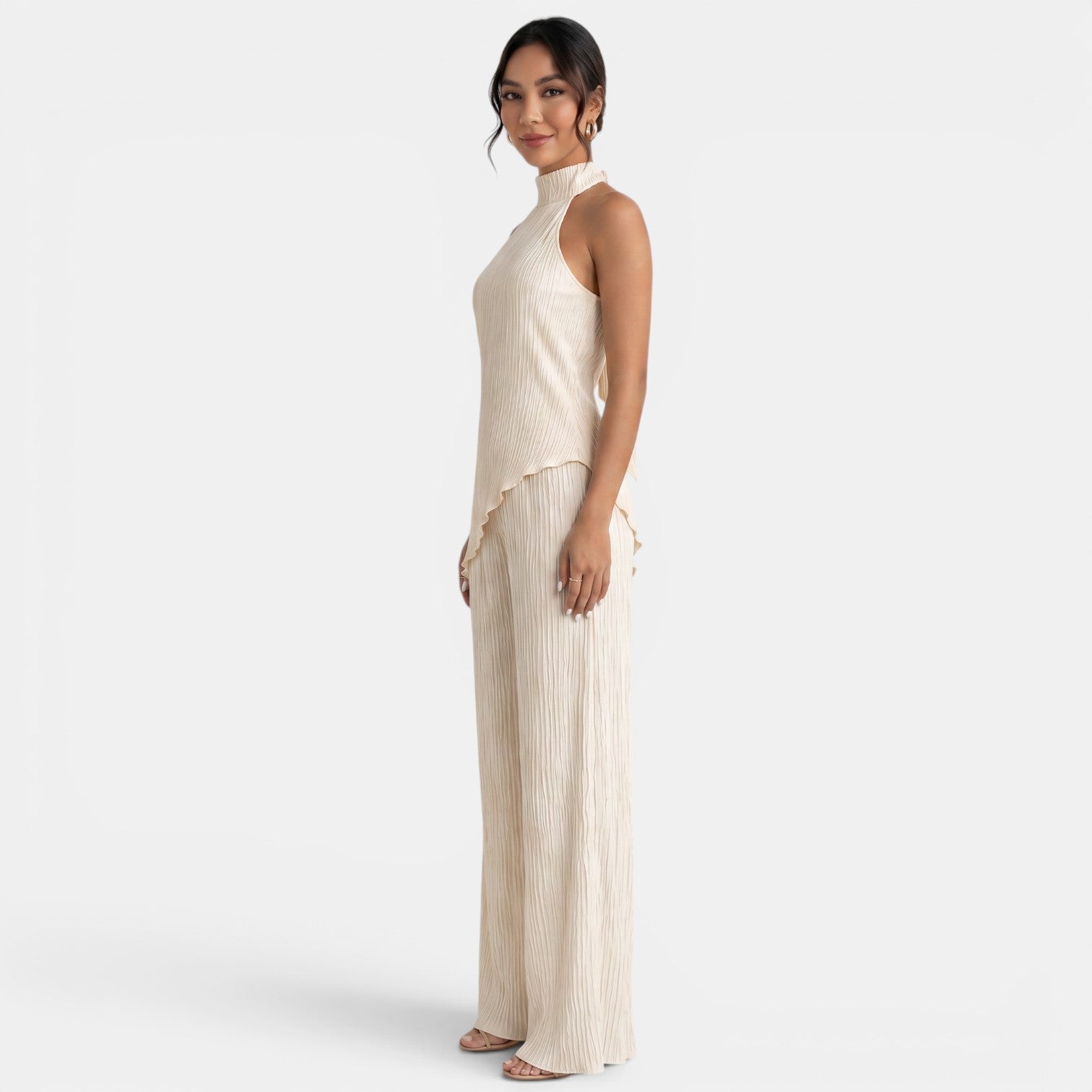 Women's Halter Pleated Pants Set