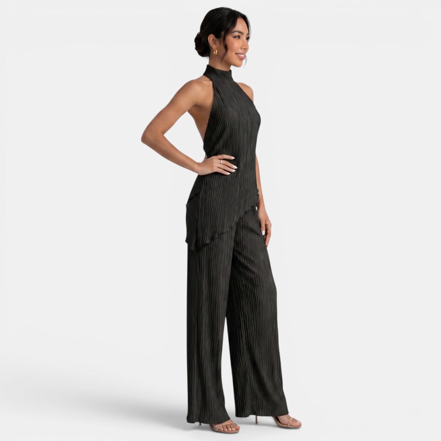 Women's Halter Pleated Pants Set