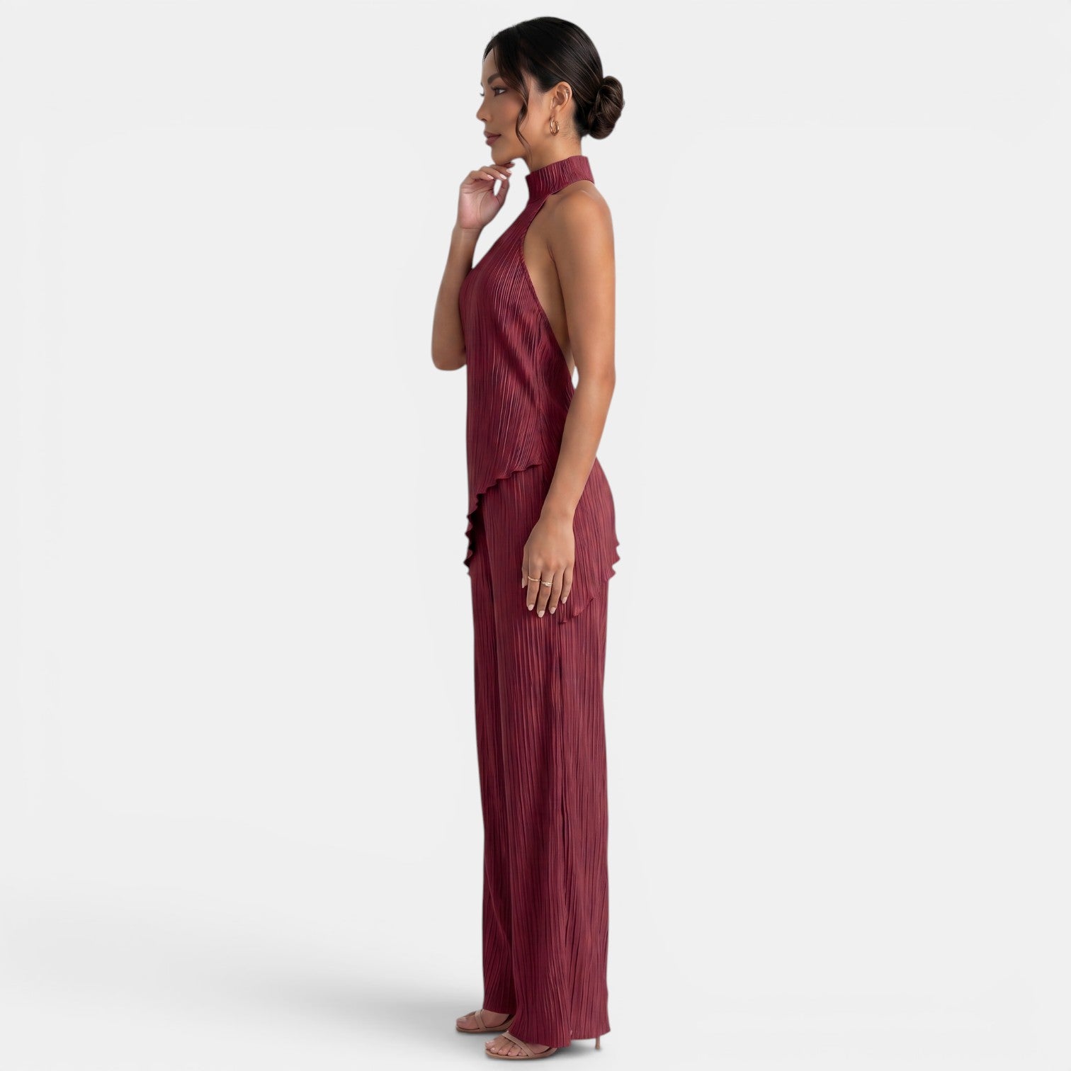 Women's Halter Pleated Pants Set