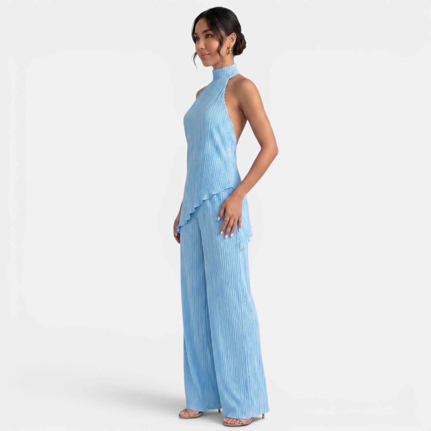 Women's Halter Pleated Pants Set