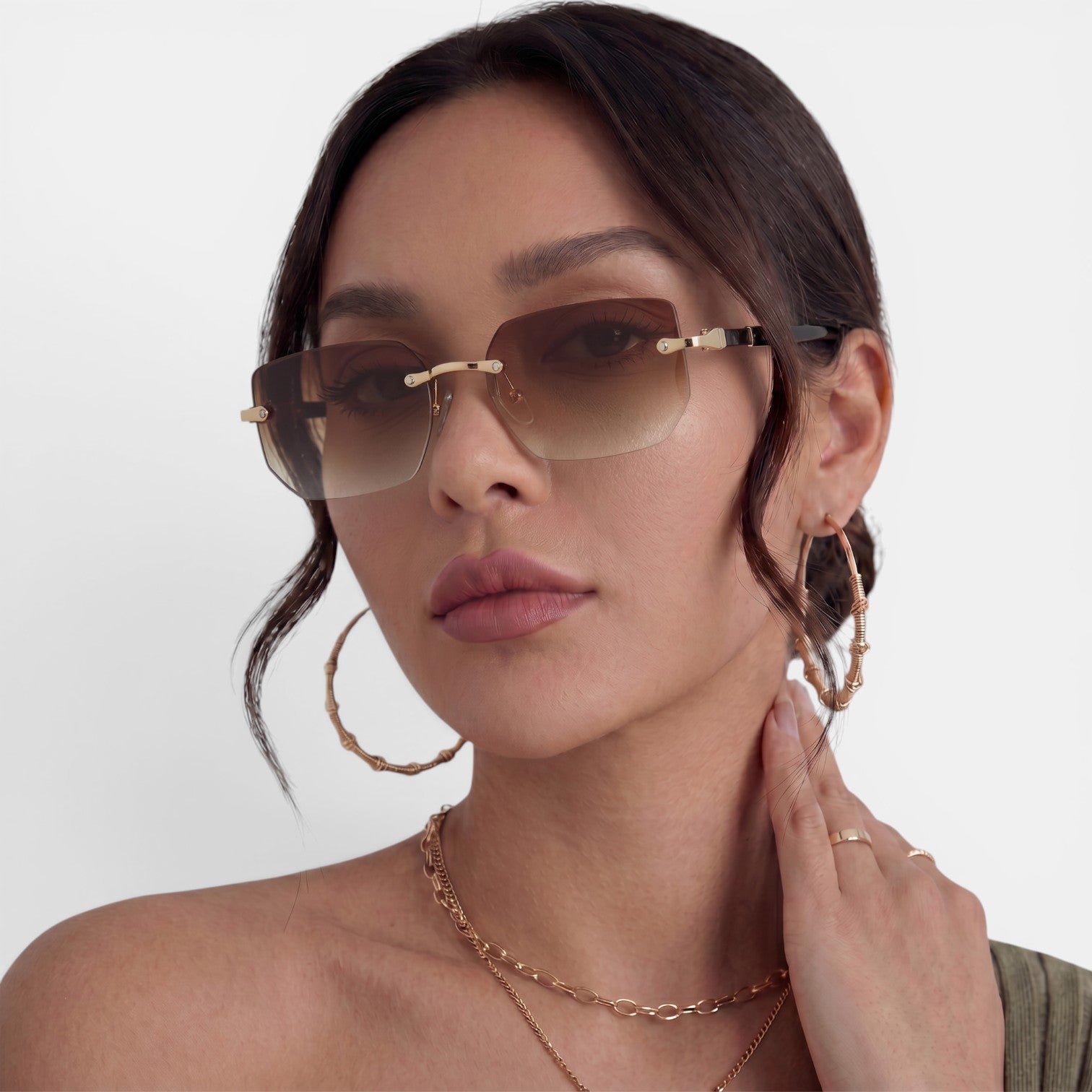 Gafas Sol Rectangulares Sin Montura