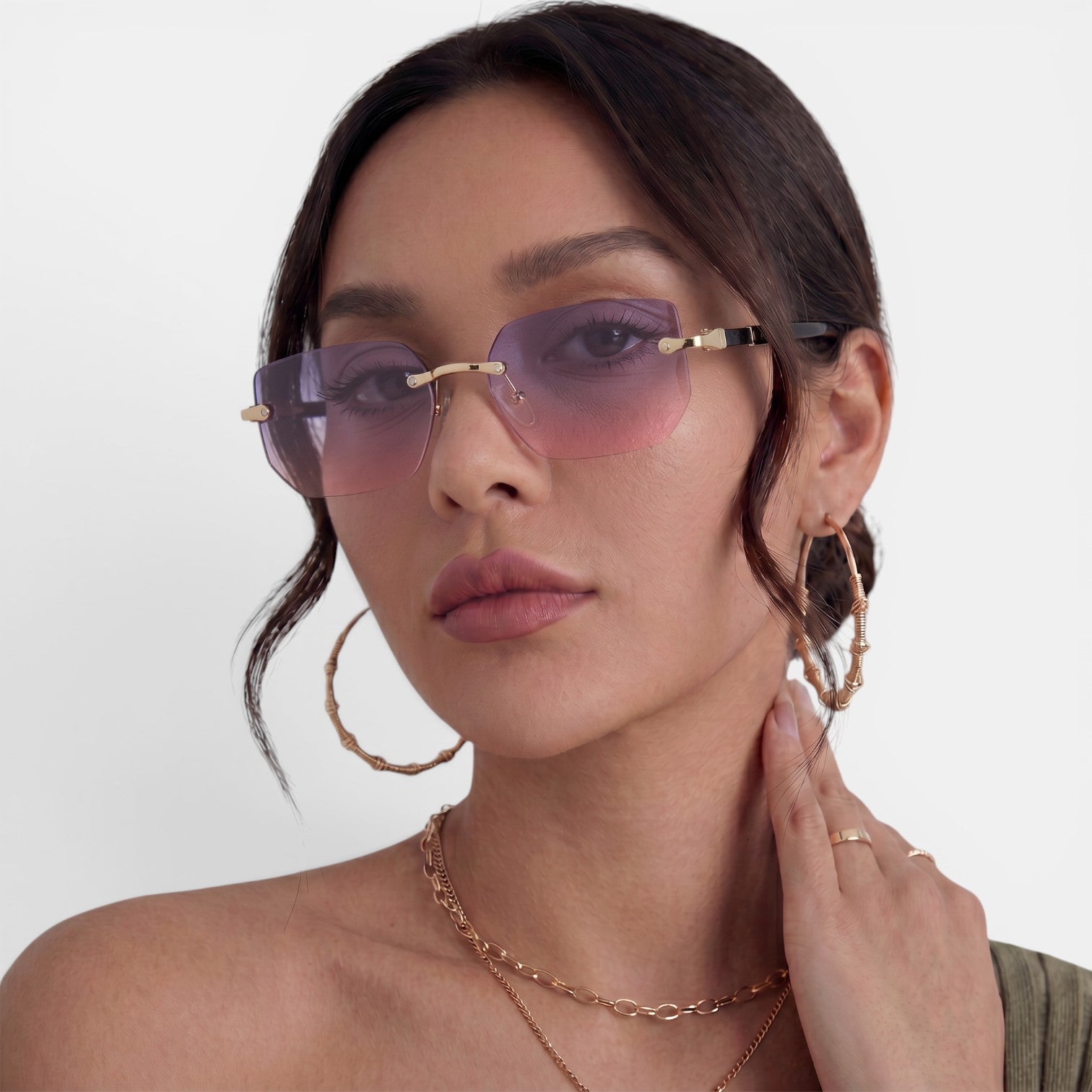 Gafas Sol Rectangulares Sin Montura